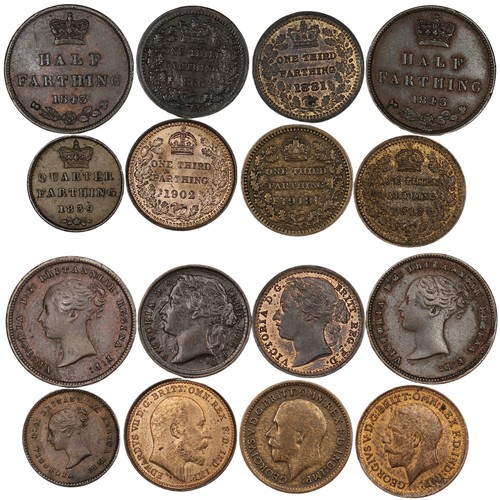 212 - Fractional farthings (8) including 1839 quarter farthing, 1866 third farthing, 1881 third farthing, ... 