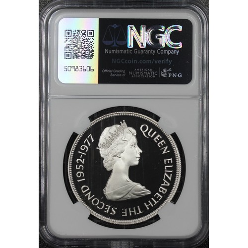 309 - Joint Finest NGC PF69 Ultra Cameo Jersey 1977 Silver proof crown, Elizabeth II. Struck to commemorat... 