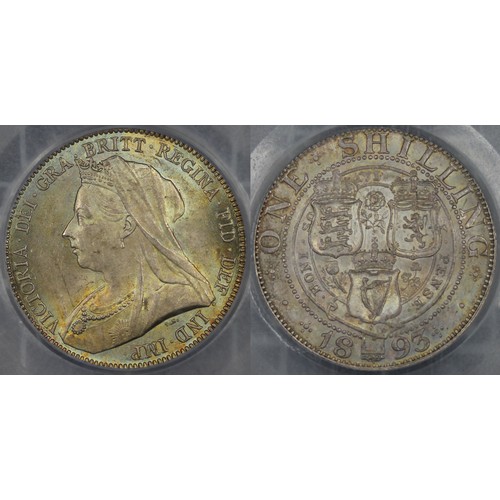 133 - 1893 Shilling, CGS 85, Victoria. Obv. old veiled head, Rev. three crowned shields of England, Scotla... 