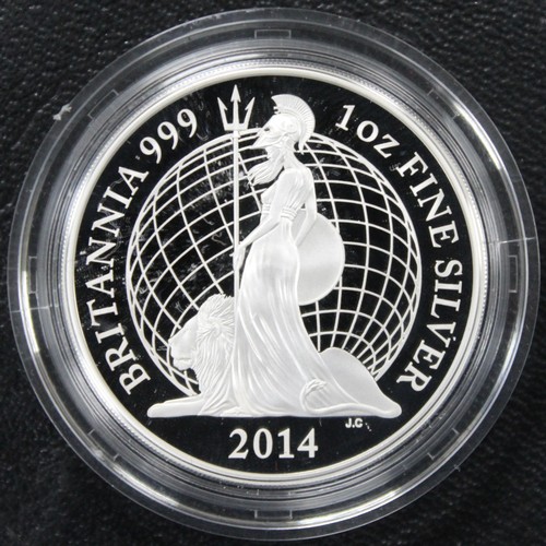 286 - 2014 Silver proof Britannia 6-coin set, Elizabeth II. All as struck, the smaller denominations with ... 