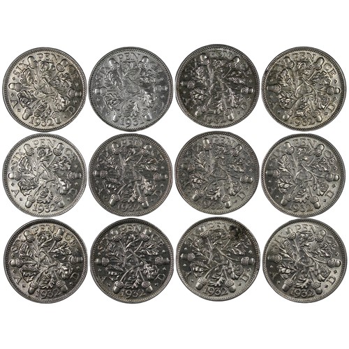 222 - A dealer lot of 1931 (1) & 1932 sixpence (11) Generally aUNC or better with occasional surface/b... 