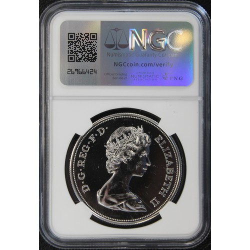 288 - NGC PF64 1972 Crown, Elizabeth II. Struck to commemorate the silver wedding anniversary of Queen Eli... 