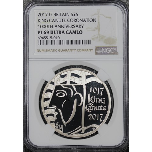 249 - NGC PF69 Ultra Cameo 2017 Silver proof £5, Elizabeth II. Struck to commemorate the 1000th Anniversar... 