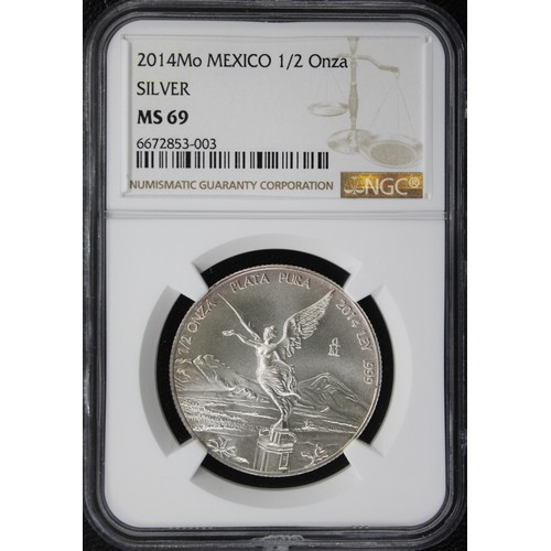 311 - Mexico, NGC MS69 2014 ½ onza silver Libertad. nFDC/FDC and always popular with collectors. [KM# 612]... 