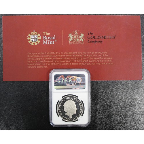 281 - Trial of the Pyx 2016 Battle of the Somme 100th Anniversary silver proof £5. Graded NGC PF62 Ultra C... 