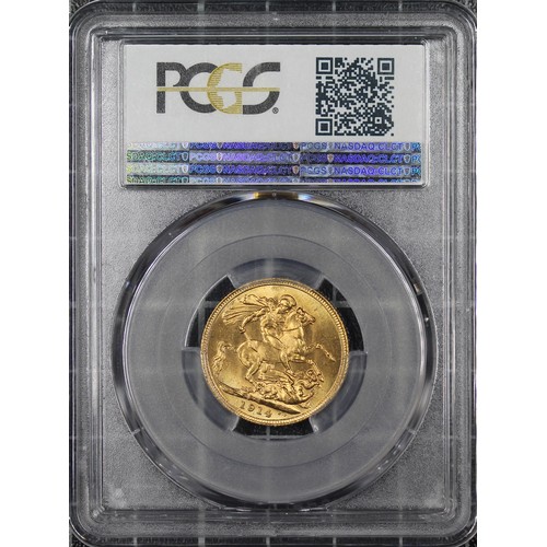 181 - 1914-S Sovereign, PCGS MS64, George V. Obv. Bare head, rev. St. George and the Dragon (S on ground b... 