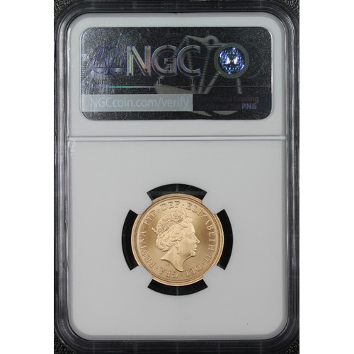 146 - 2022 Strike on the Day Sovereign, NGC MS70 Matte, Elizabeth II. Special Platinum Jubilee reverse by ... 