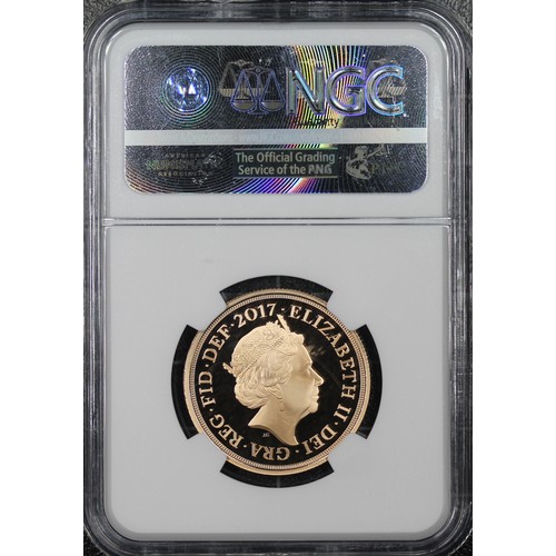 207 - NGC PF70 Ultra Cameo 2017 Proof double sovereign/two pounds, Elizabeth II. Special reverse design co... 