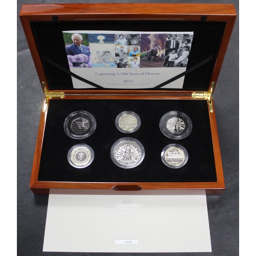 301 - 2023 Royal Mint 5-coin premium proof commemorative coin set, Charles III. The set features the £5 ce... 