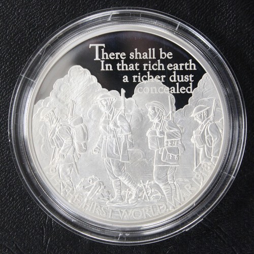 225 - 2016 Silver proof 5oz £10, Elizabeth II. Commemorating the 100th Anniversary of WWI and featuring 