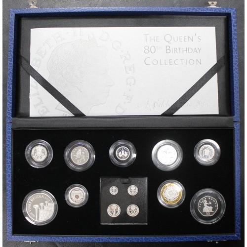 285 - 2006 Silver proof 13-coin set struck to celebrate the 80th birthday of Queen Elizabeth II to include... 