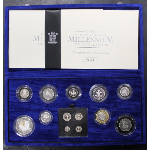 284 - 2000 Millennium silver proof 13-coin collection including Maundy set. A beautiful collection, some o... 