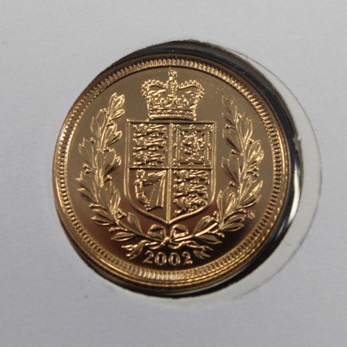 104 - 2002 Half Sovereign, Elizabeth II, presented in Golden Jubilee PNC/FDC with special shield reverse d... 