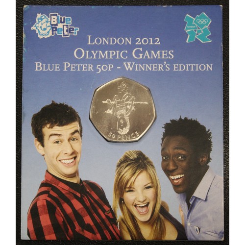 245 - 2009 Blue Peter Olympic 50p in original card of issue. Highly desirable coin, minted in celebration ... 