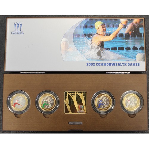 268 - 2002 Silver proof piedfort Commonwealth Games £2 coin set, Elizabeth II. A highly collectable set, c... 