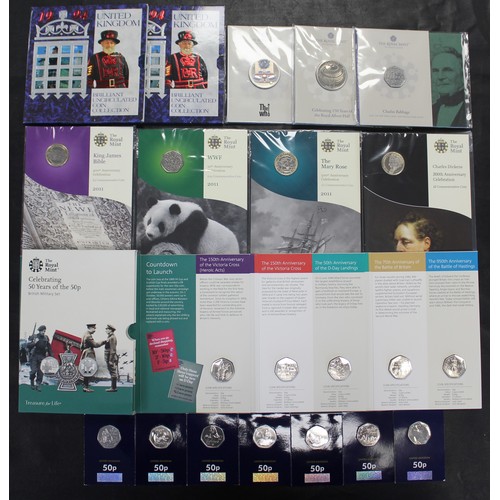 304 - An assortment of BUNC coins & sets (17) comprising 1994 year sets (2), 2021 The Who £5, 2021 Roy... 