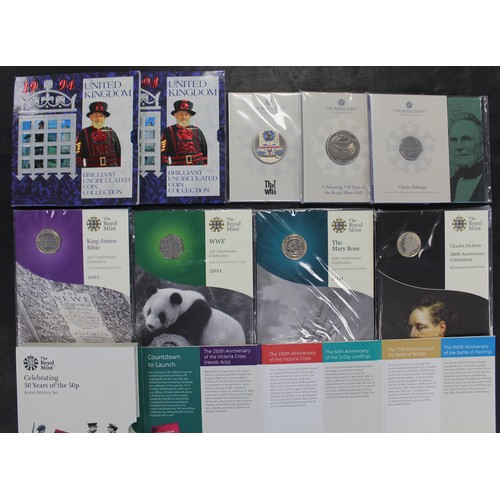 304 - An assortment of BUNC coins & sets (17) comprising 1994 year sets (2), 2021 The Who £5, 2021 Roy... 