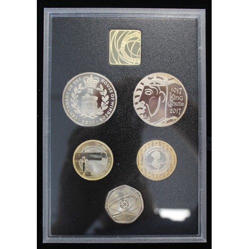 297 - 2017 Royal Mint 5-coin Commemorative Edition proof set including King Canute £5 & Sir Isaac Newt... 