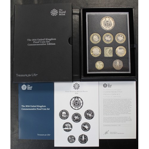 296 - 2016 Royal Mint 8-coin Commemorative Edition proof set including King Canute £5 & Sir Isaac Will... 