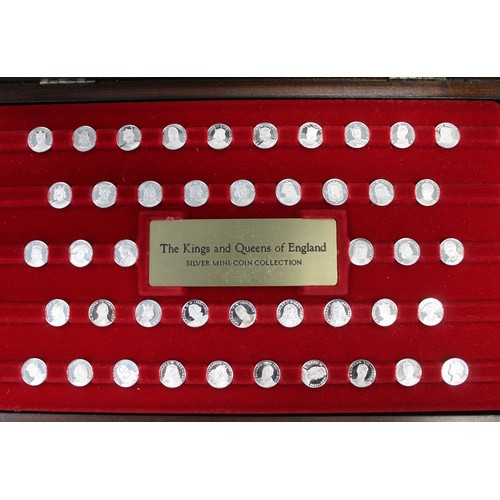 320 - The Kings and Queens of England silver miniature coin collection by The Franklin Mint comprising 44 ... 