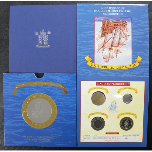 264 - 1994 Royal Mint Trial £2 coin set in presentation pack. The set demonstrates the stages of mintage o... 