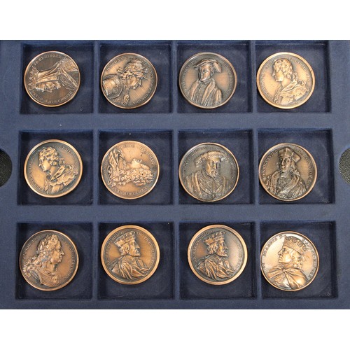 321 - The Kings and Queens of England; A modern reproduction set of 36 medals originally by Jean Dassier w... 