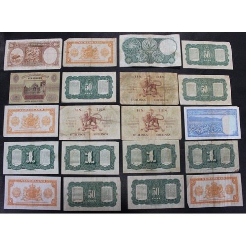 10 - A selection of World banknotes (20) with an emphasis on Dutch War-time issues and notes of Southern ... 