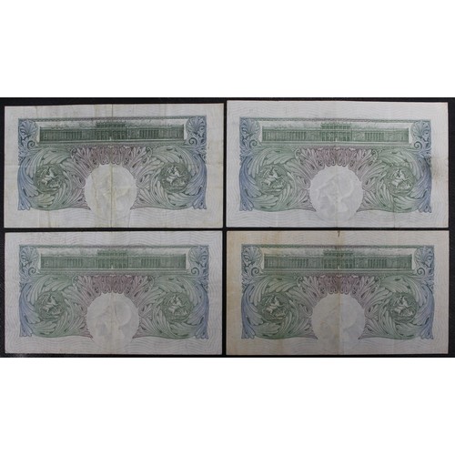 2 - Bank of England green £1 notes (4), all C.P. Mahon, B212. Mixed grades, mostly Fine, all with a mini... 