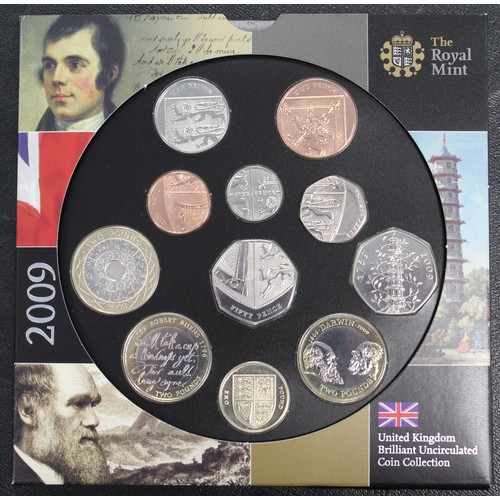 269 - BUNC 2009 10-coin year set featuring the Kew Gardens & set-only shield 50p coins. All as struck.