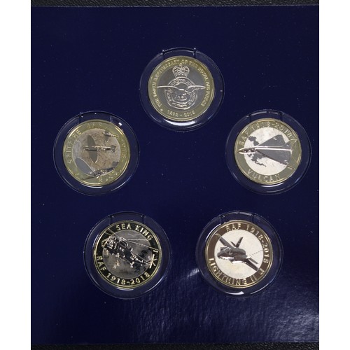 274 - 2018 £2 coin RAF set Elizabeth II. Presented in Change Checker holder with all showing signs of some... 