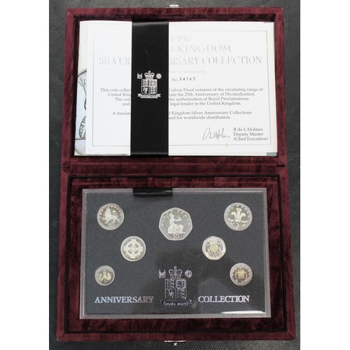 283 - 1996 Silver Anniversary proof 7-coin collection. Comprises £1 to 1p coins struck in sterling silver ... 