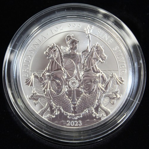 220 - 2023 Premium reverse-frosted silver proof Britannia 4-coin set, Charles III. Special reverse design ... 