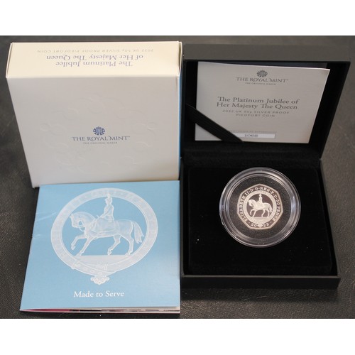 254 - 2022 Silver proof piedfort 50p, Elizabeth II.  Struck in Celebration of HM The Queen's Platinum Jubi... 