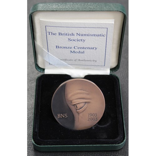 322 - 2003 British Numismatic Society Centenary Medal struck in bronze by the Royal Mint. As issued, FDC, ... 