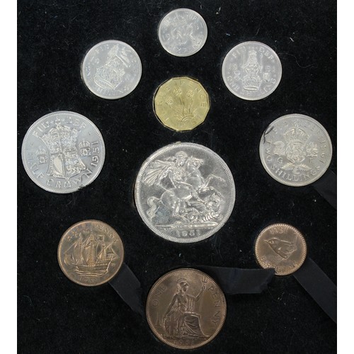 145 - 1951 Festival of Britain proof set, George VI. All coins generally UNC and mostly without the usual ... 