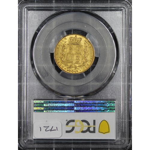 115 - 1847 Sovereign, NGC MS61, Victoria young head, shield reverse. EF or better with some underlying lus... 