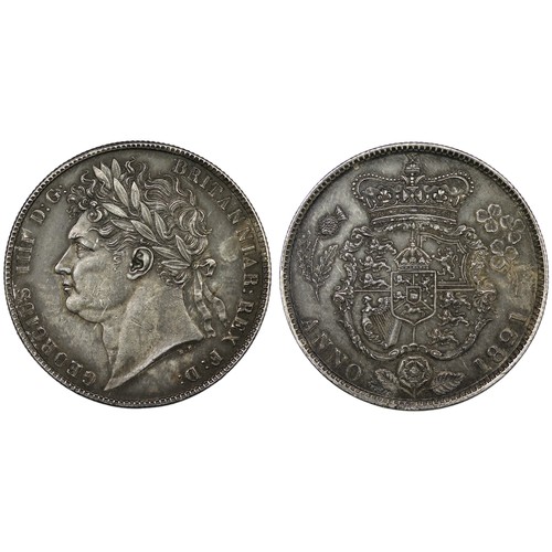 63 - 1821 Halfcrown, George IV. Obv. Laureate bust, Rev. ornately garnished shield. A few spotty patches ... 