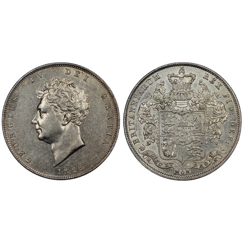 64 - 1825 Halfcrown, George IV. Obv. Bare bust, Rev. square topped garnished shield surmounted by crowned... 