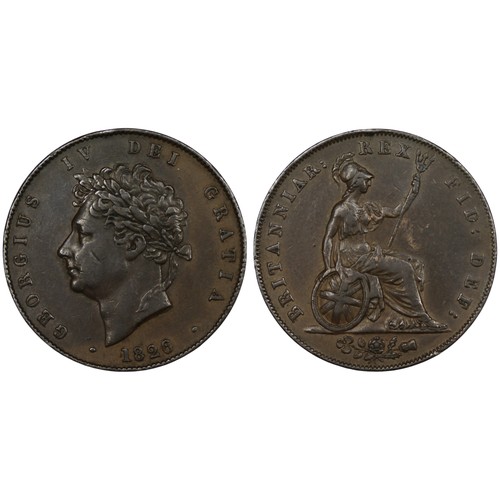 65 - 1826 Half penny, George IV. Obv. Bare bust with date below, Rev. seated Britannia with legend surrou... 