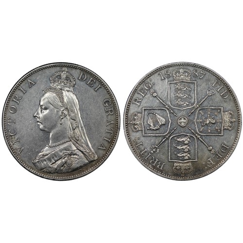 75 - 1887 Double Florin, Victoria. Arabic 1 in date.  Cleaned. aEF/EF. [ESC 395, Bull 2697, S.3923]... 