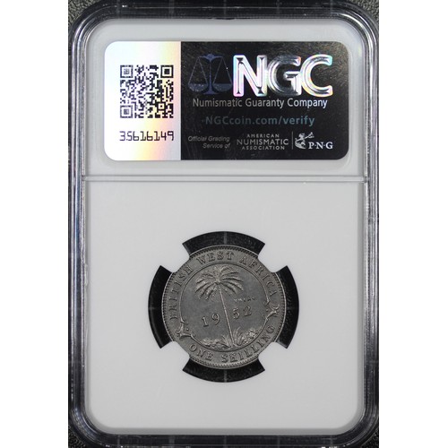 314 - 1952 British West Africa 1 Shilling Trial piece, NGC MS64, George VI, struck in stainless steel. Iss... 