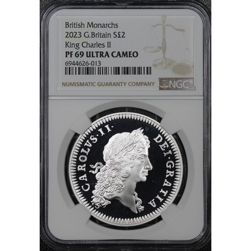 234 - NGC PF69 Ultra Cameo 2023 Charles II 1oz silver proof £5, Charles III. Part of the British Monarchs ... 