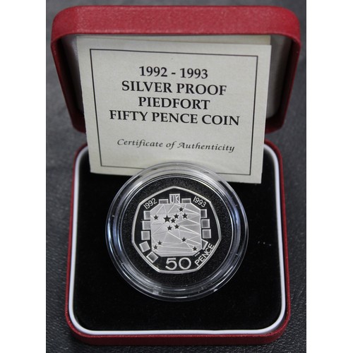 209 - 1992-1993 Dual date silver proof piedfort 50p commemorating the UK Presidency of the EEC council. Ca... 