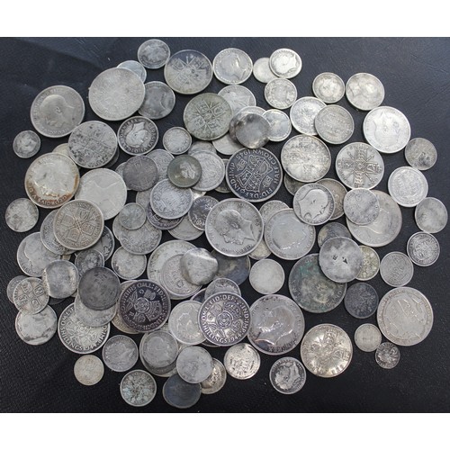 307 - A collection of predominantly UK silver coins, all detector finds, in a mix of pre-20 and pre-47 sil... 