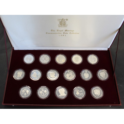 305 - The 1981 Silver proof Royal Marriage Commemorative Coin Collection by the Royal Mint. A selection of... 