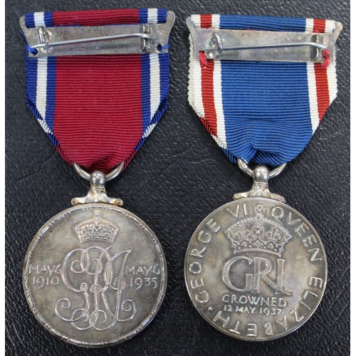 24 - 1935 Silver Jubilee medal, George V, and 1937 Coronation medal, George VI. Originally presented to p... 