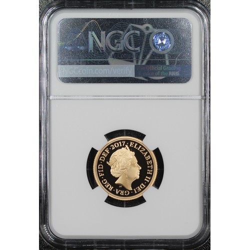 199 - NGC PF70 Ultra Cameo 2017 Proof sovereign, Elizabeth II. Special reverse design commemorating the 20... 