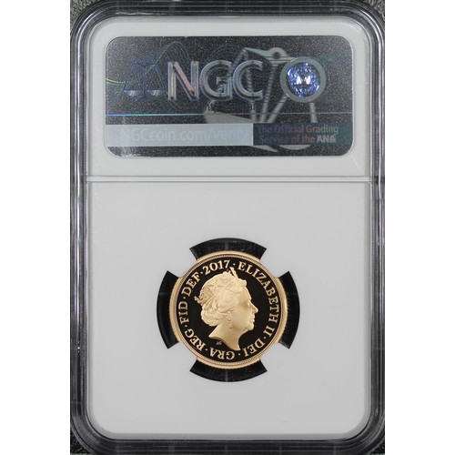 180 - NGC PF70 Ultra Cameo 2017 Proof sovereign, Elizabeth II. Special reverse design commemorating the 20... 