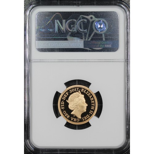 136 - NGC PF70 Ultra Cameo 2017 Piedfort proof sovereign, Elizabeth II. Special reverse design commemorati... 