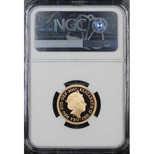 135 - NGC PF70 Ultra Cameo 2017 Proof sovereign, Elizabeth II. Special reverse design commemorating the 20... 